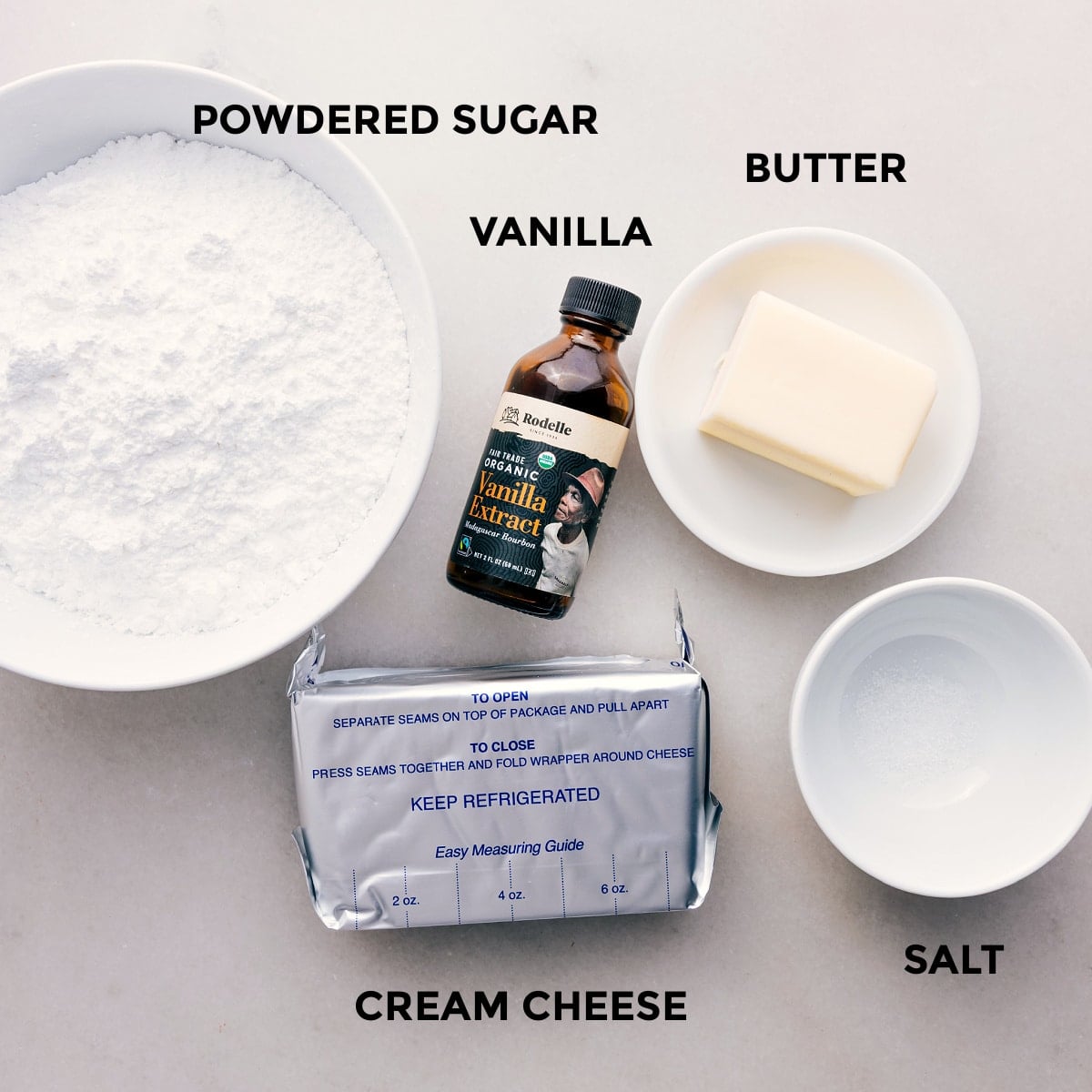 How To Make The Frosting For Fruit Pizza Recipe The frosting layer ingredients prepped out for easy assembly for this fruit pizza recipe.