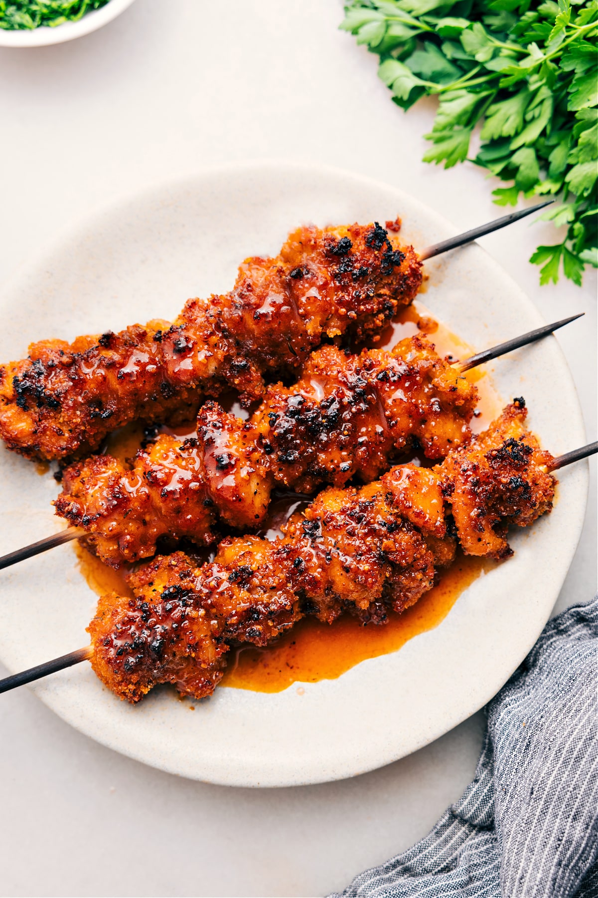 The Best Hot Honey Chicken Skewers Hot honey chicken skewers just came out of the ovenโtime to dig in.
