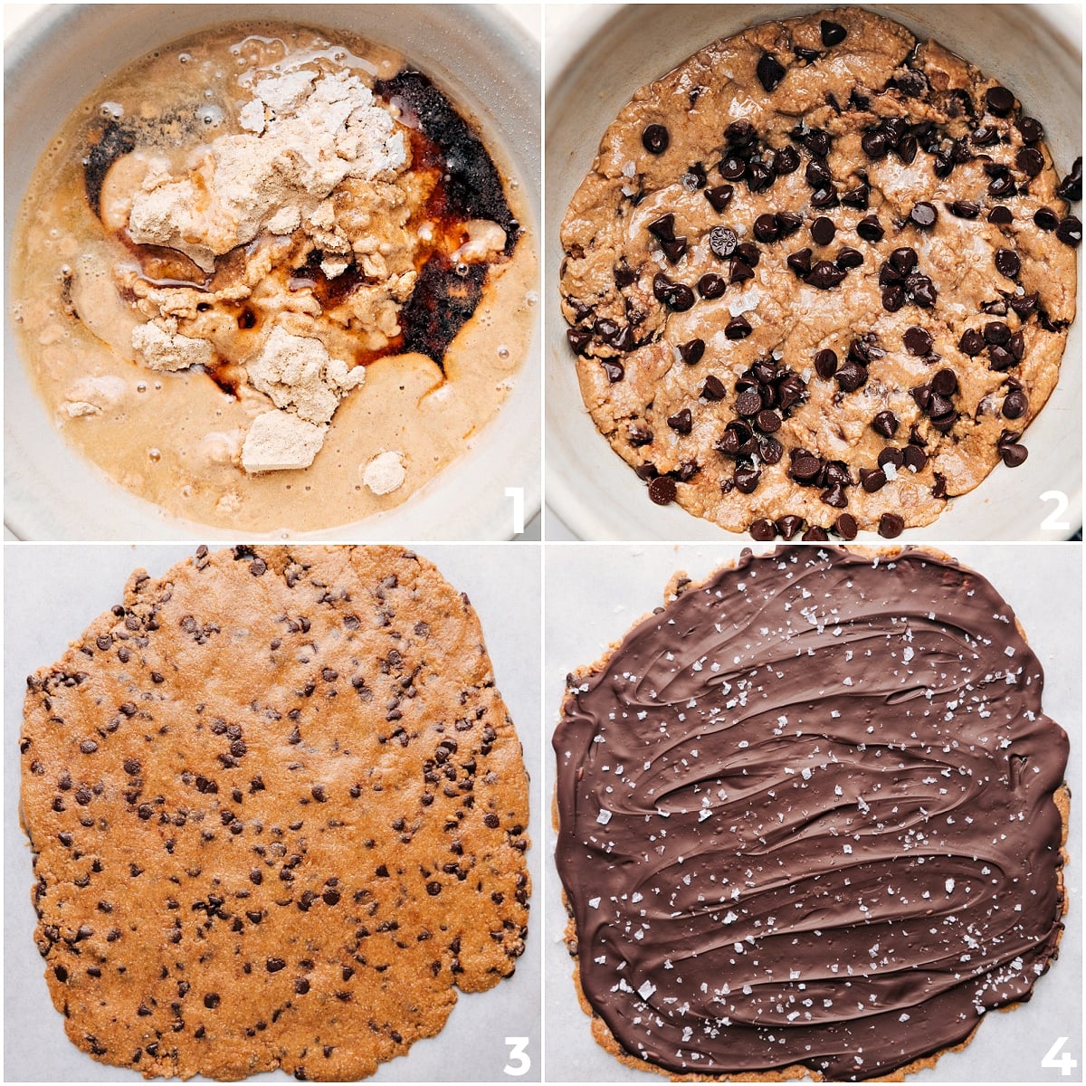 How To Make Cookie Dough Bark The cookie dough is mixed in a bowl, spread onto parchment paper to chill, then topped with melted chocolate and a sprinkle of flaky sea salt for this cookie dough bark.