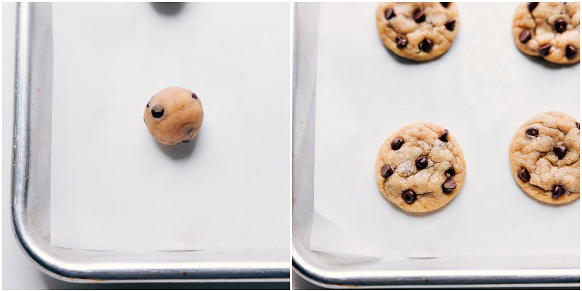 Chocolate Chip Cookies Made Mini The little balls rolled out and then the tiny chocolate chip cookies baked up ready to be enjoyed.