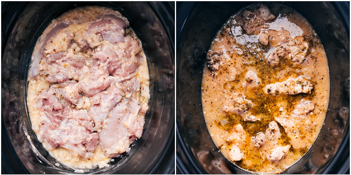 How To Make Crockpot Marry Me Chicken All the ingredients for Crockpot Marry Me Chicken added to the slow cooker to cook.