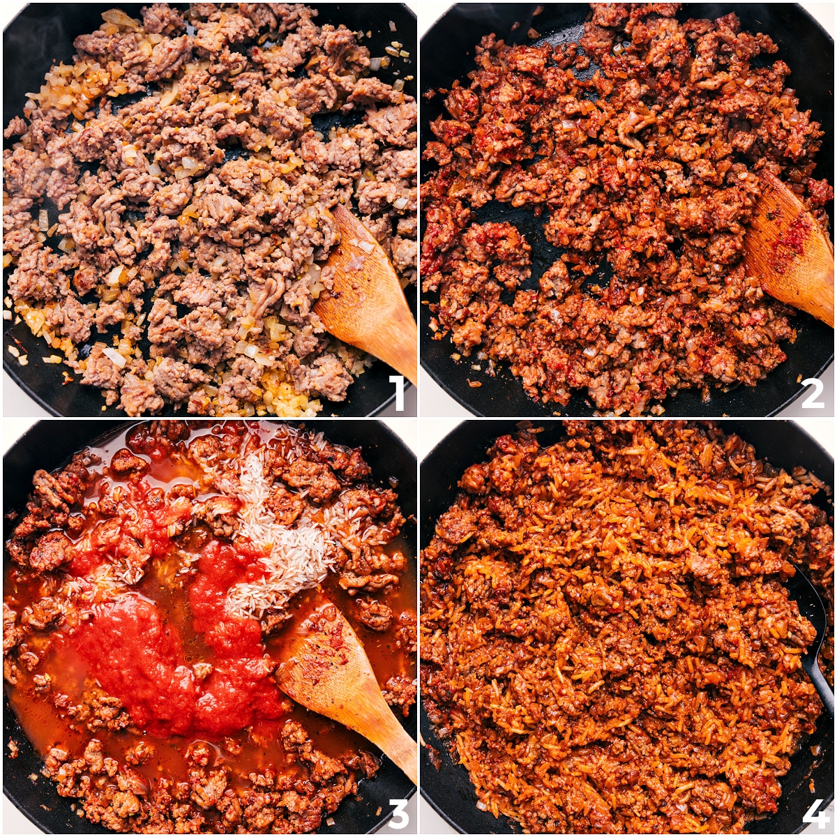 How To Make Italian Stuffed Peppers Sausage browned with sautéed onions, tomato sauce, and rice mixed together to make the filling for Italian stuffed peppers.