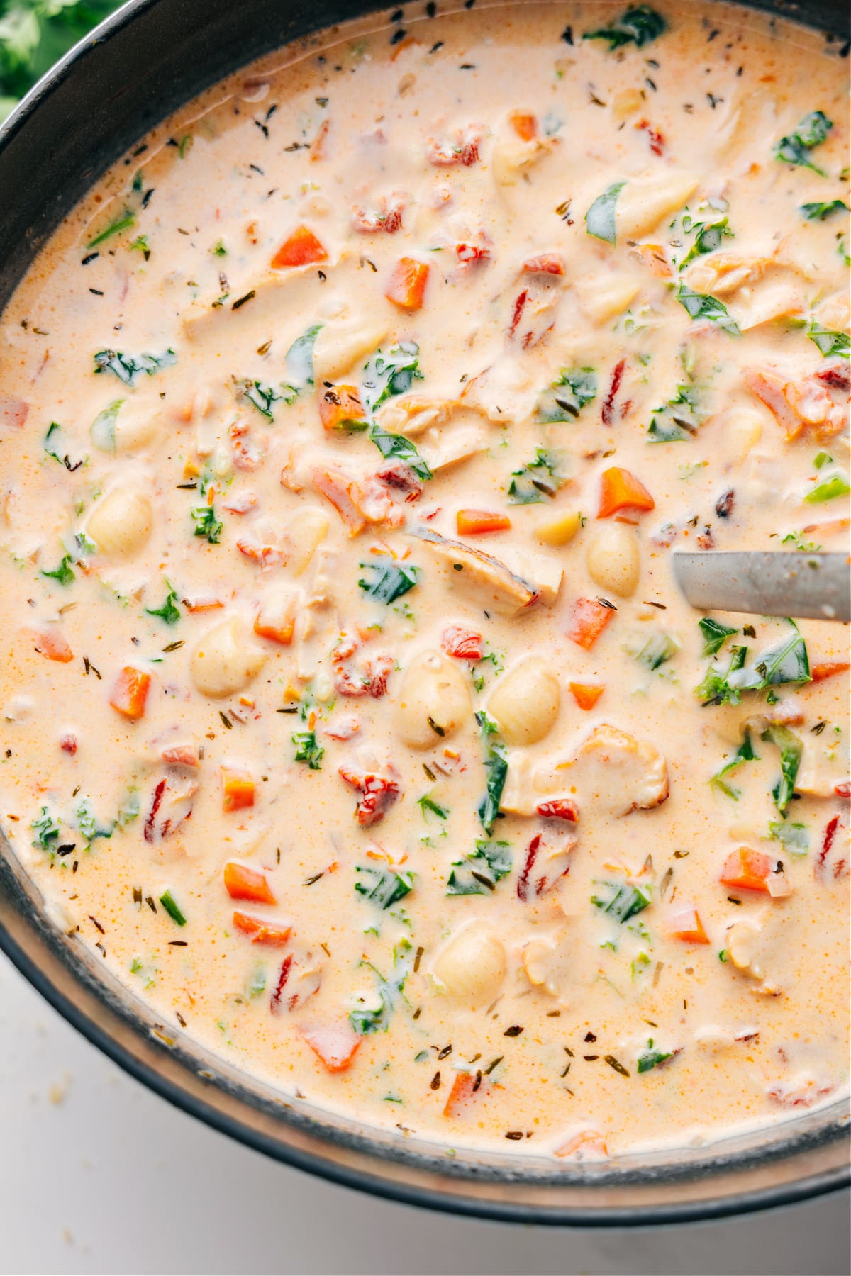 Marry Me Chicken Soup Is The Perfect Weeknight Comfort Food Soup in the pot, ready to be served and enjoyed.