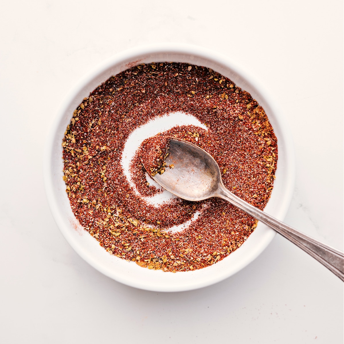 How To Make Chili Seasoning Recipe All the ingredients mixed together in a bowl for a quick spice blend.