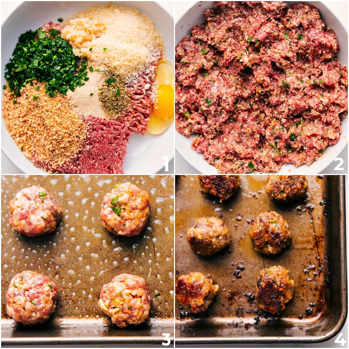 How To Make The Meatballs For This Italian Wedding Soup Recipe Meatball mixture combined in a bowl and rolled into balls for this Italian Wedding Soup Recipe.