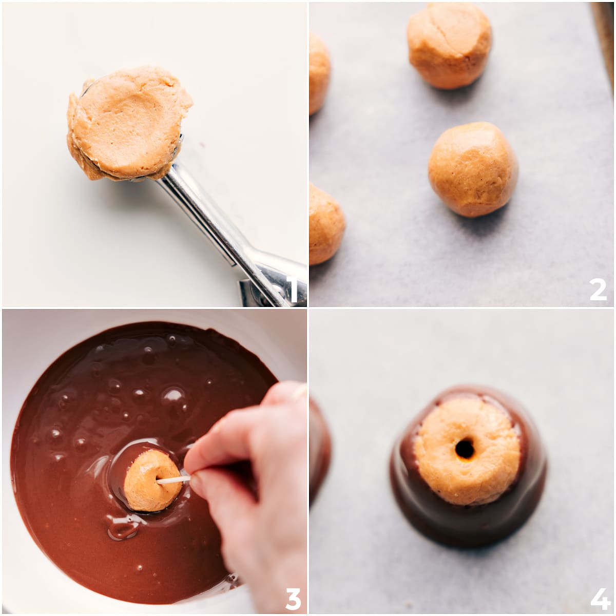 How To Make Buckeye Candy Recipe The peanut butter mix rolled into bowls and then dipped into chocolate to make this buckeye candy recipe.