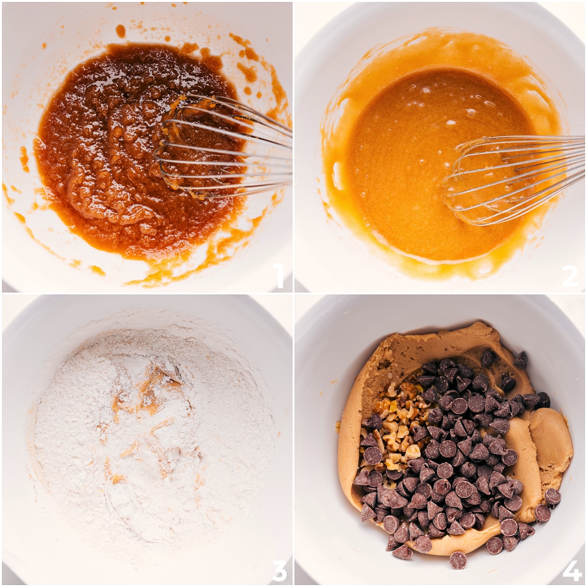 How To Make The Copycat Levain Cookie Recipe The wet and dry ingredients in this levain cookie recipe being mixed together.