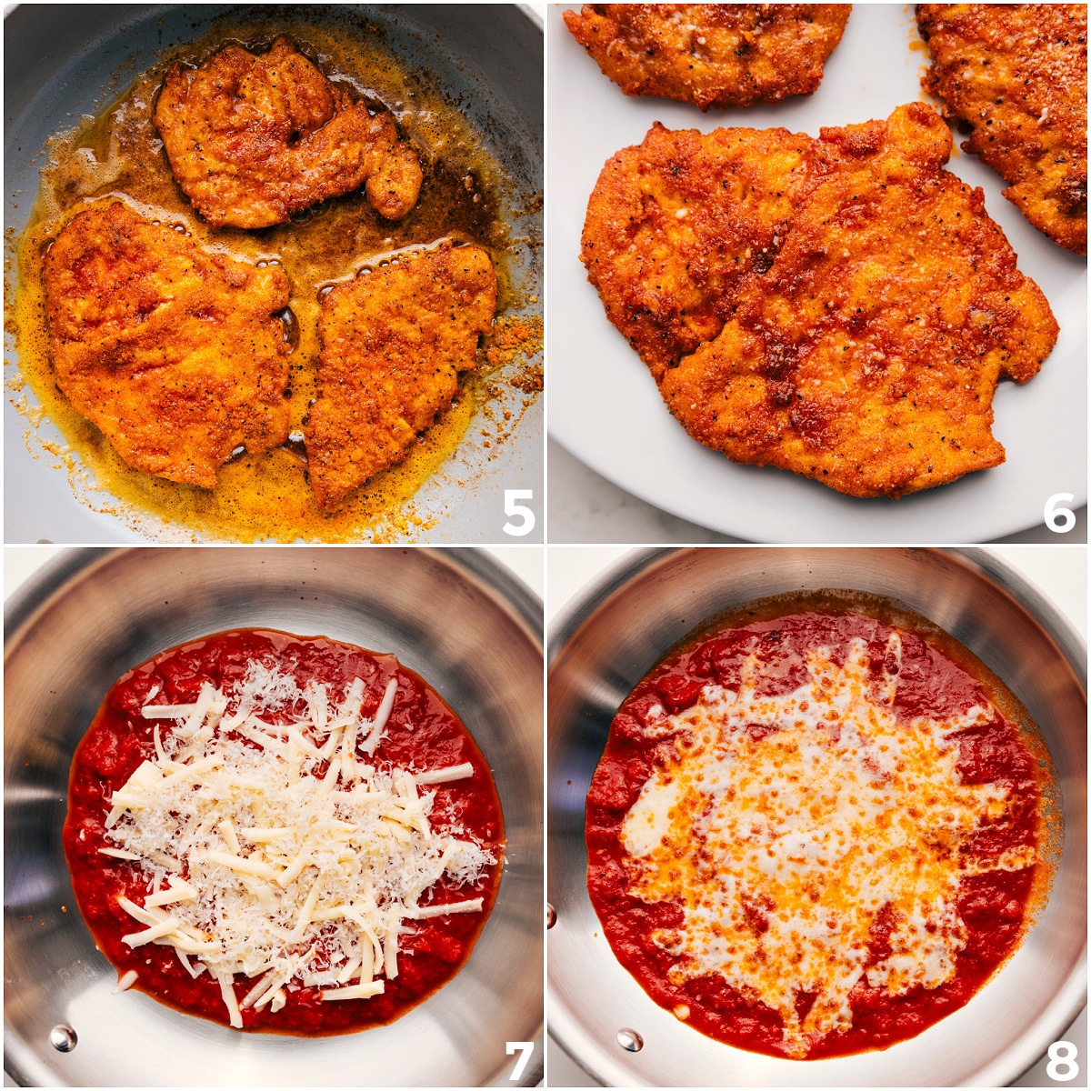 How To Make Parmesan Chicken Recipe Breaded chicken frying, then added to sauce and topped with cheese for a comforting dinner.