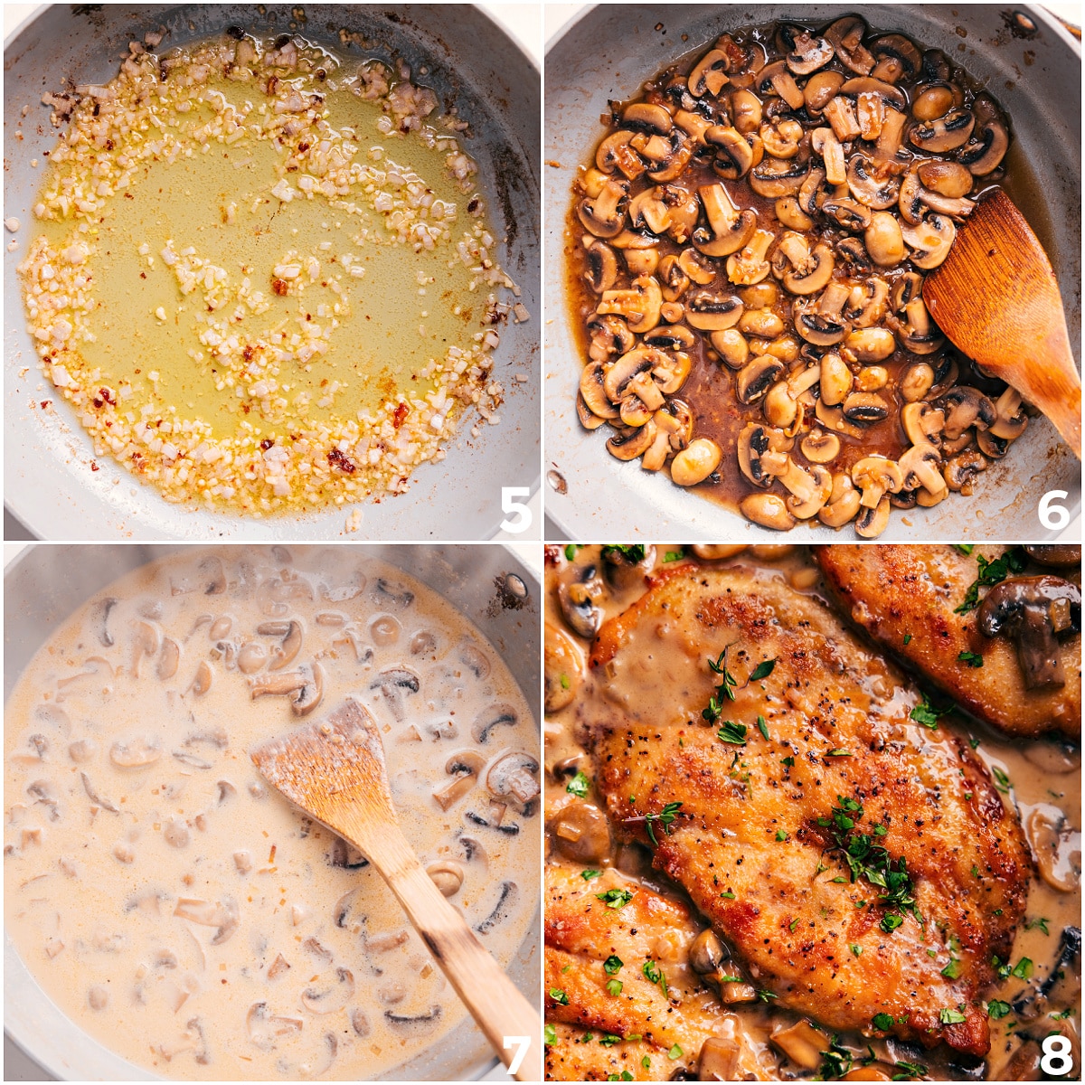 Irresistibly Delicious Creamy Chicken Marsala Recipe The creamy base being sautรฉed together, then the chicken added back in.
