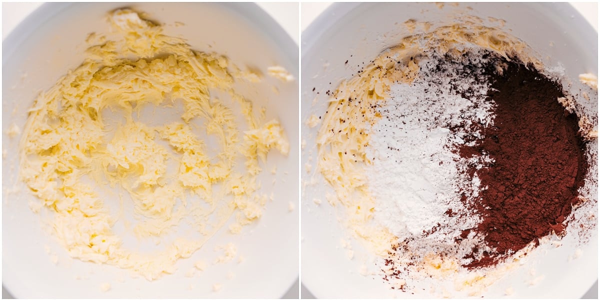 How To Make Chocolate Buttercream Frosting Recipe All the ingredients for this chocolate buttercream frosting recipe added to a bowl to cream together.