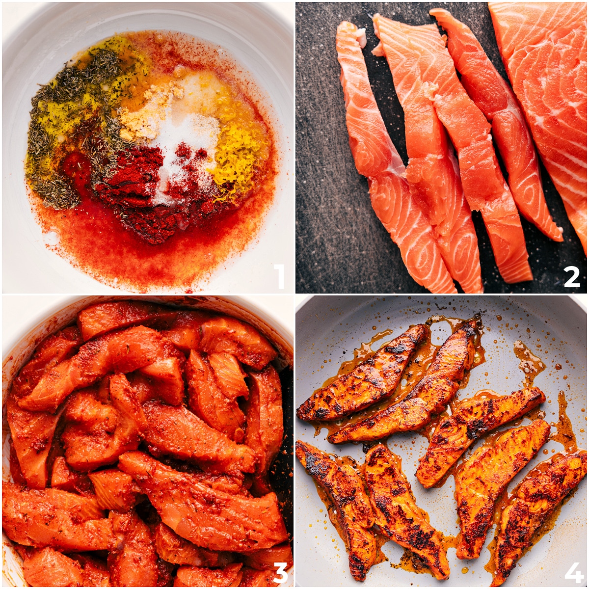 How To Make This Blackened Salmon Recipe All the marinade ingredients whisked in a bowl, then salmon added and cooked for this blackened salmon recipe.