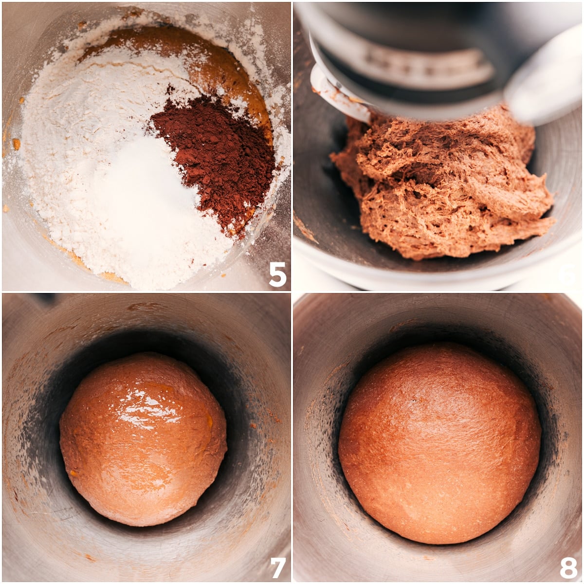 Brown Bread Dough Rising Dry ingredients mixed into the dough until a ball forms, then set aside to rise.