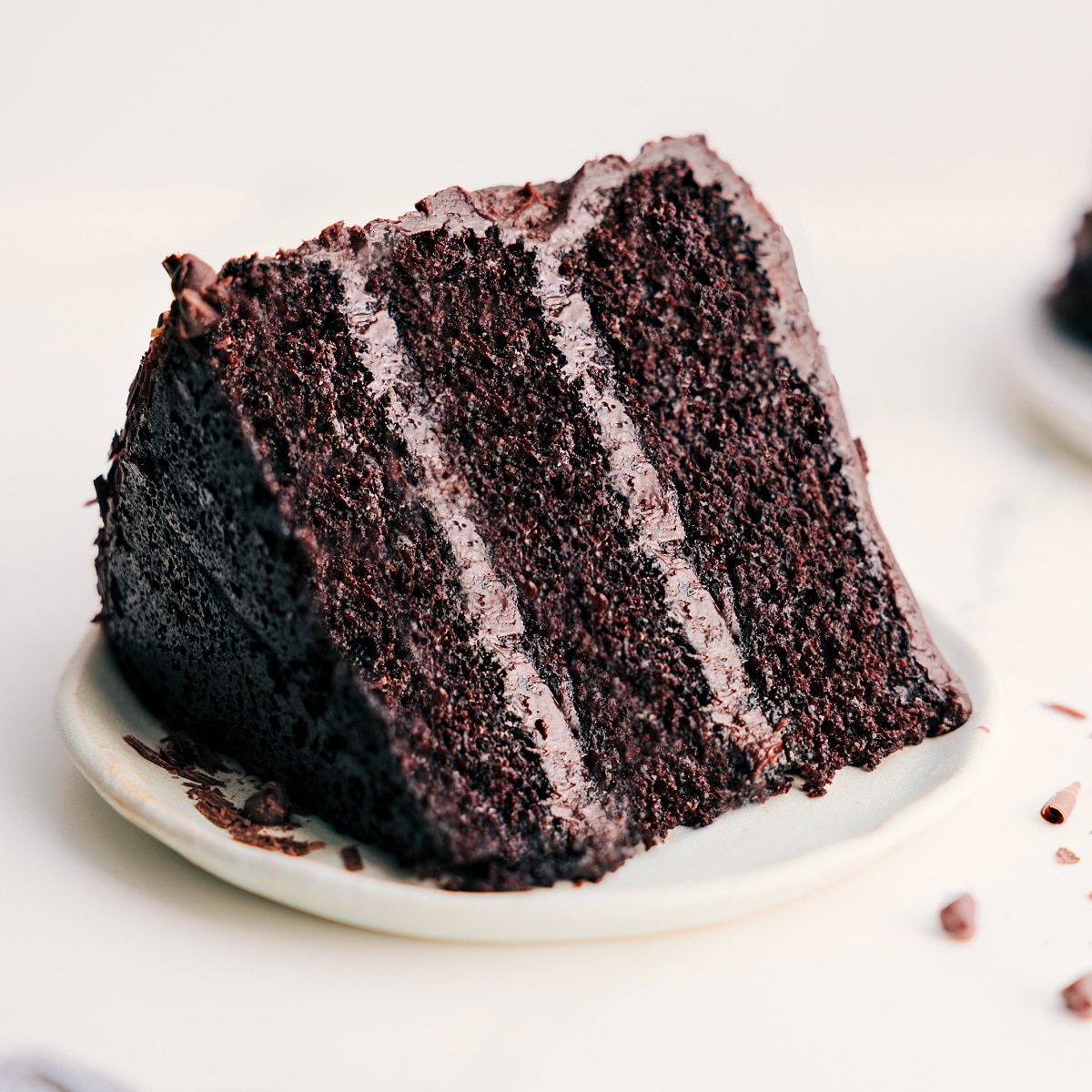 Decadent And Delicious Slice Of This Chocolate Cake Recipe A big slice of the dessert on a plate ready to be enjoyed.