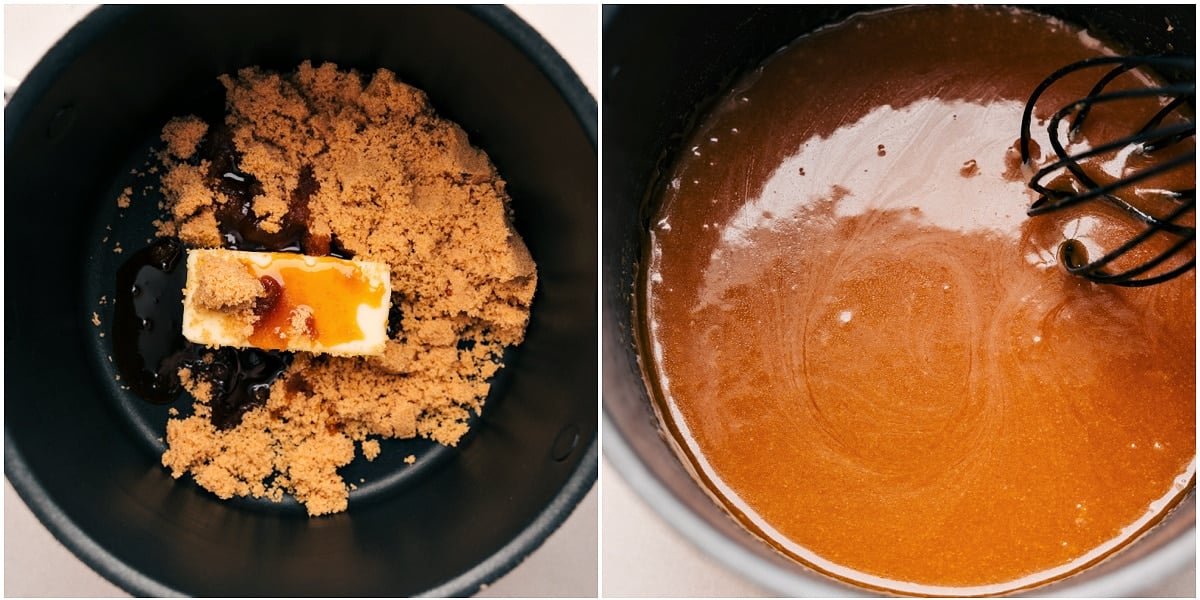 The Best Caramel Syrup To Top This French Toast Recipe The caramel syrup I drizzle over this French toast recipe being made in a pot.