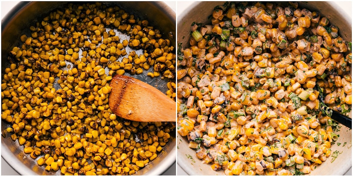 How To Make A Delicious Street Corn Mix The street corn being made to add in these street corn beef bowls.