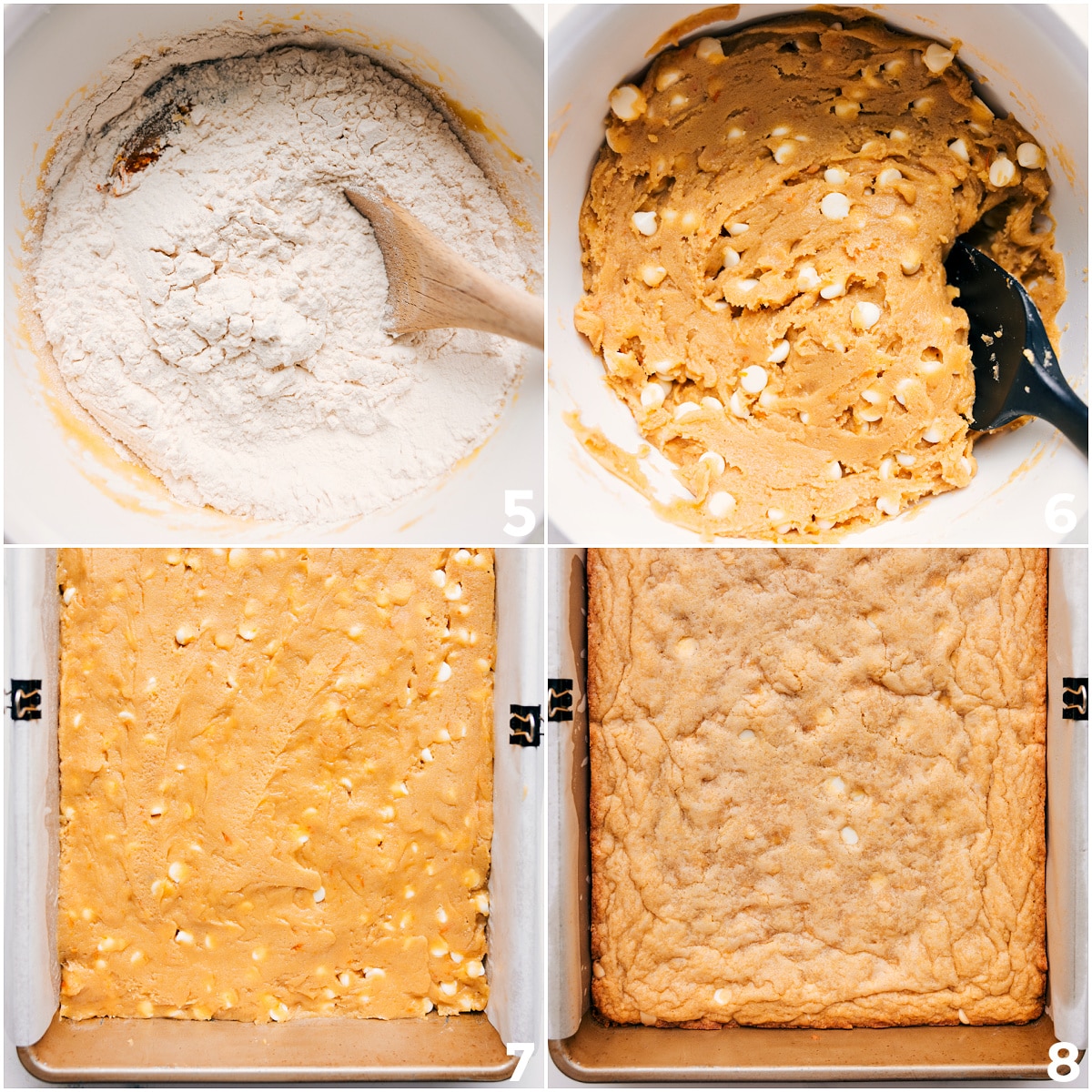 Baking Up These Sugar Cookie Bars The dry ingredients aded into the batter and then it all spread into a pan to bake.