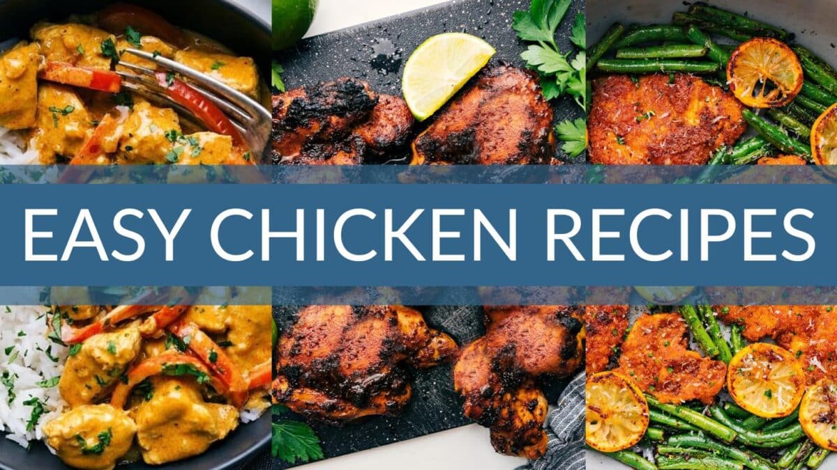 40 easy chicken recipes displayed in a collection of flavorful and simple meals.