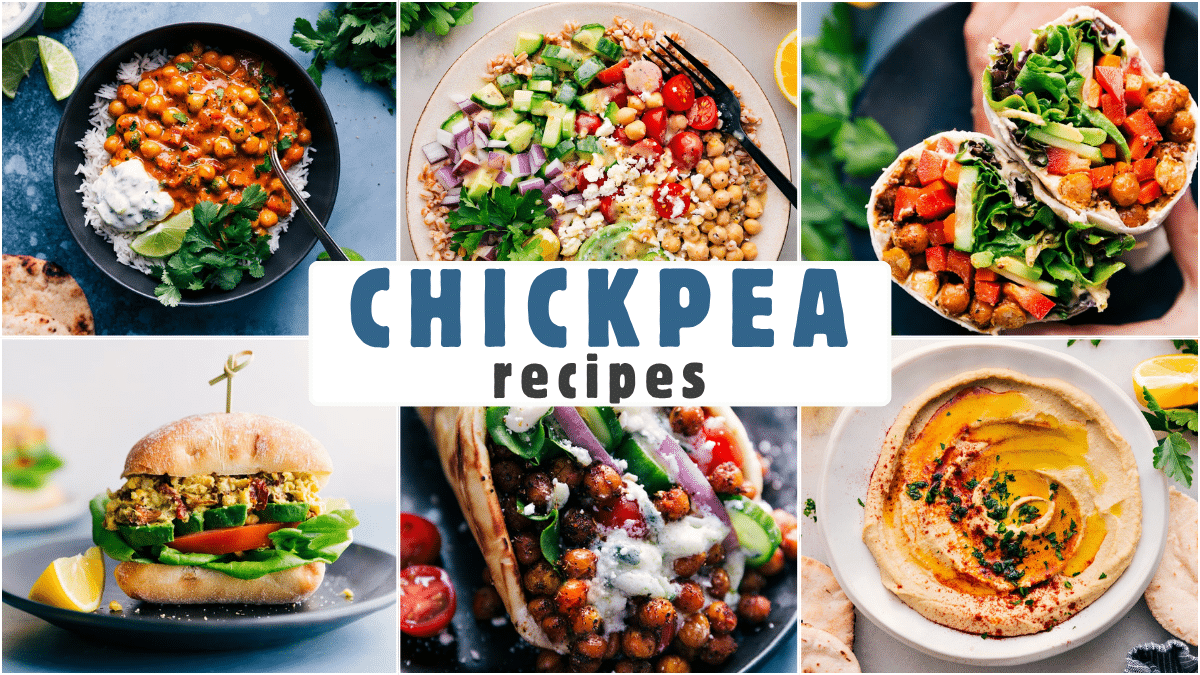 Chickpea Recipes roundup collage.
