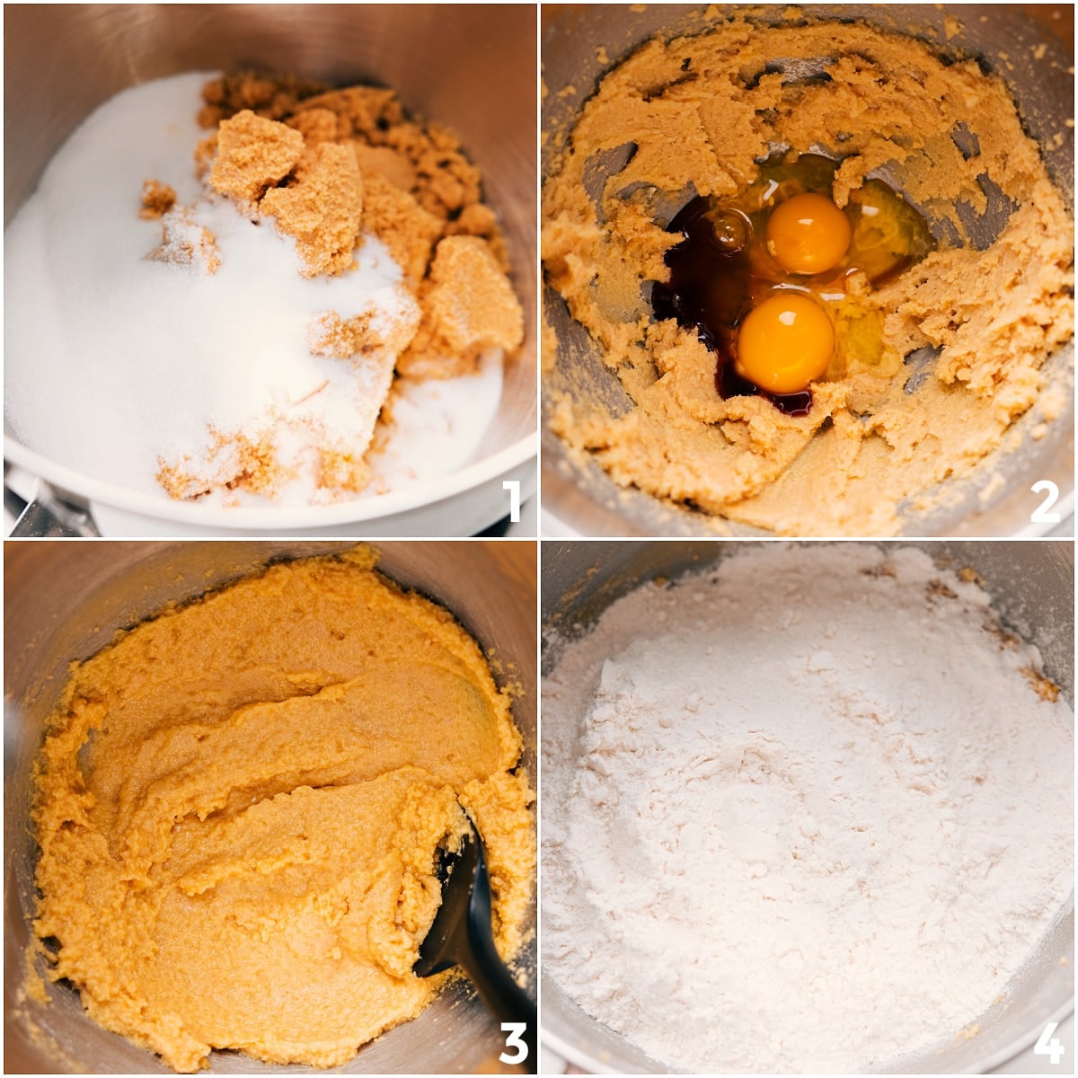 How To Make These Heath Bar Cookies Wet and dry ingredients mixed together for these Heath Bar Cookies dough before adding mix-ins.
